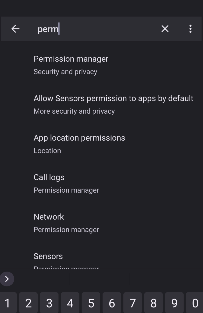 search for permission